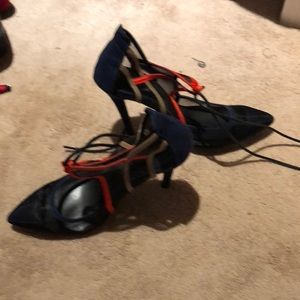 Gorgeous blue tied up heels